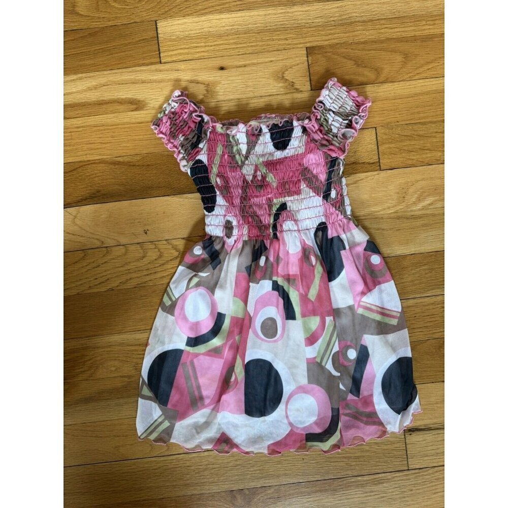 Les Tout Petits Girls Sz 4 Pink Smock Top Sleeveless Dress Cruise Resort…​​